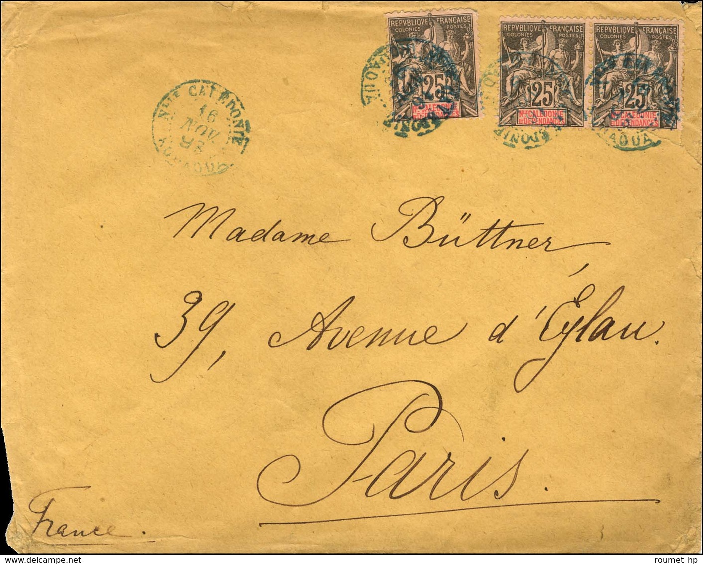 Càd Bleu Nlle CALEDONIE / KOUAOUA / NC N° 48 (3). 1893. - TB. - R. - Schiffspost