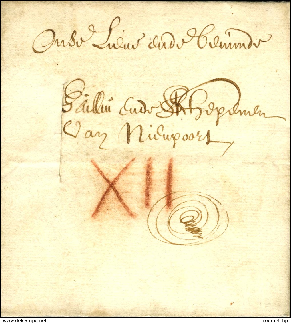 Lettre Avec Texte Daté Du 17 Avril 1690 Du Président Du Conseil Du Duc De Castille. Au Recto, XII à La Craie Rouge Et In - ....-1700: Precursori