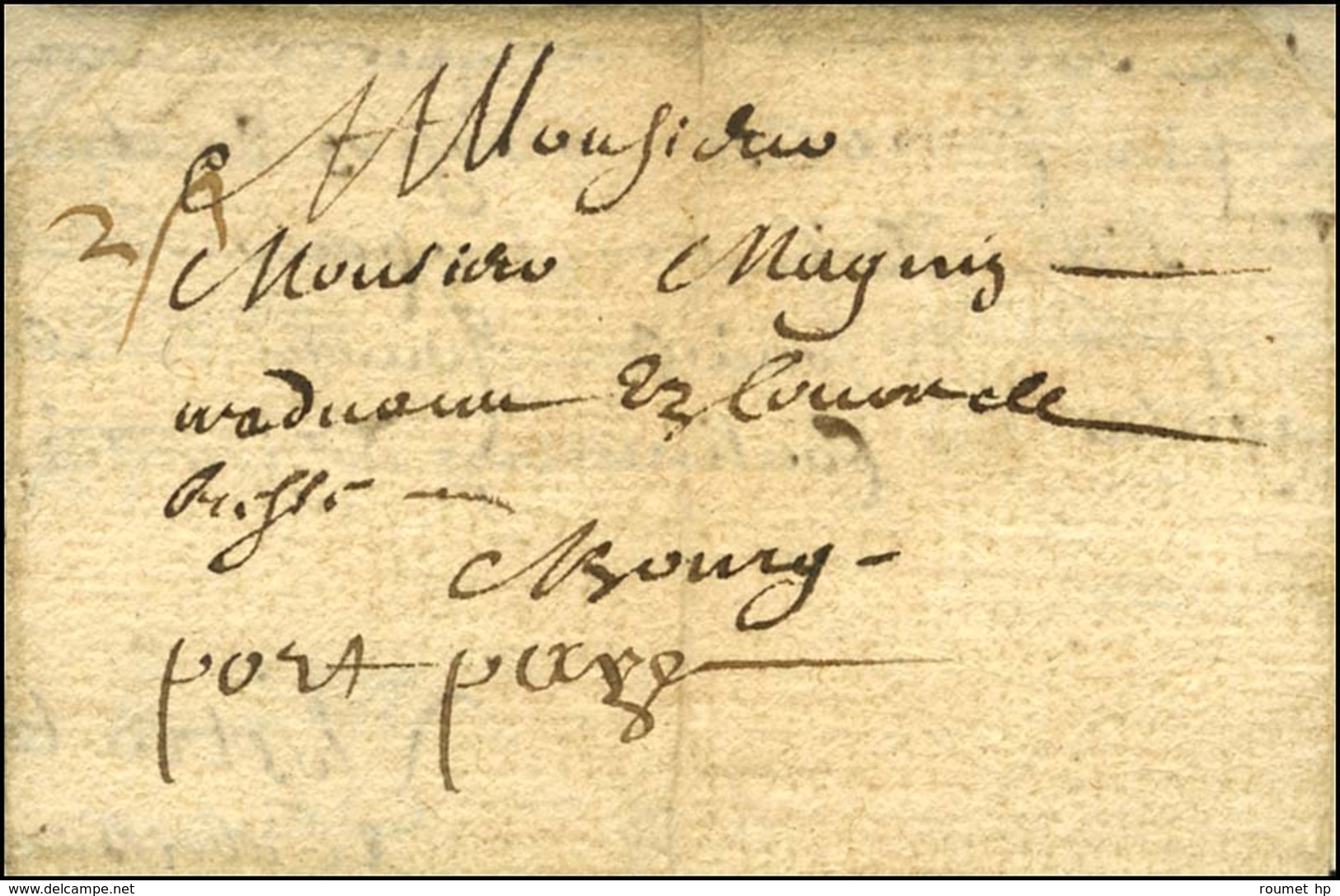 '' Port Payé '' Sur Lettre Avec Texte Daté De Baugé Pour Bourg. 1657. - TB / SUP. - R. - ....-1700: Vorläufer