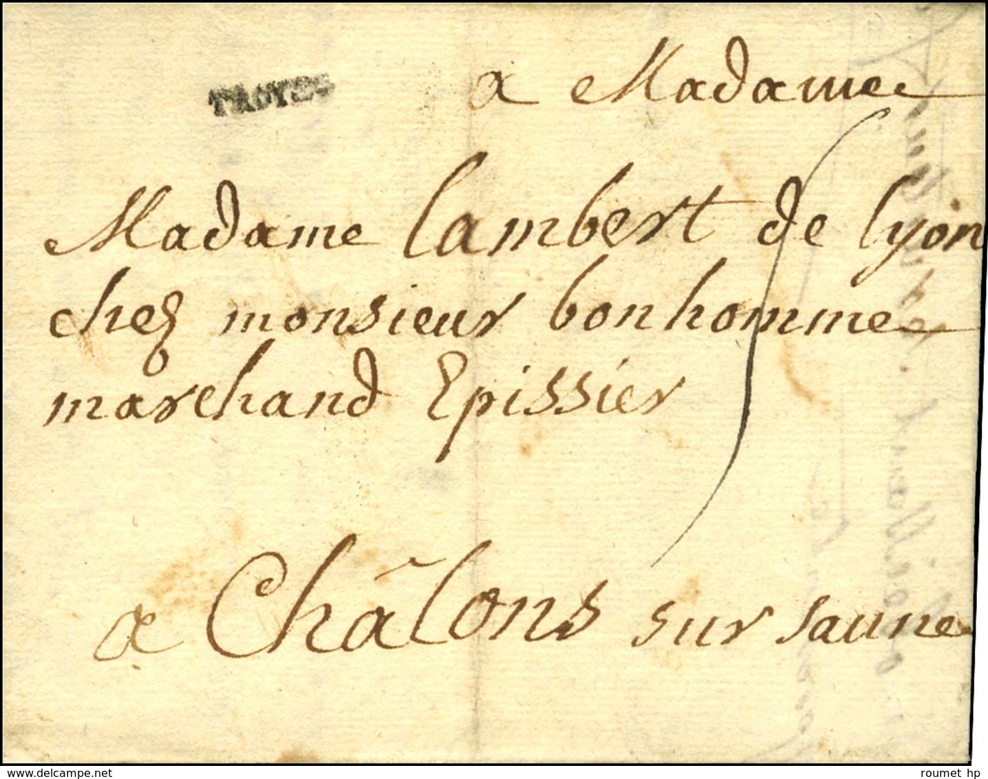 TROYES (L N°2) Sur Lettre Avec Texte Daté. 1723. - TB / SUP. - 1701-1800: Vorläufer XVIII