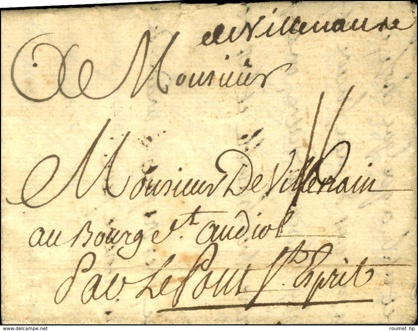 '' Devillenauxe '' Sur Lettre Avec Texte Daté De Marcilly Sur Seine Le 4 Novebre 1763. - TB / SUP. - 1701-1800: Vorläufer XVIII