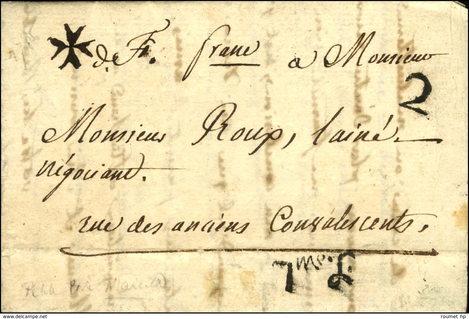 Lettre Avec Texte Daté De Marseille Le 2 Juin 1786 Acheminée Par La Petite Poste En Port Payé Remise à Un Boitier. - TB  - 1701-1800: Precursores XVIII