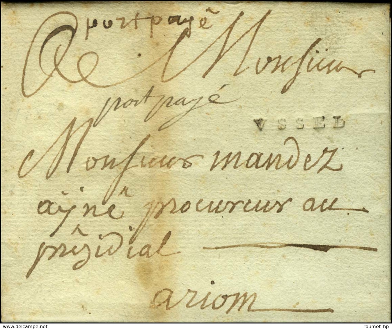 VSSEL (Ussel L N° 2) + Port Payé Manuscrit (L N° 3) Sur Lettre Avec Texte Daté 1786. - TB. - R. - 1701-1800: Precursores XVIII