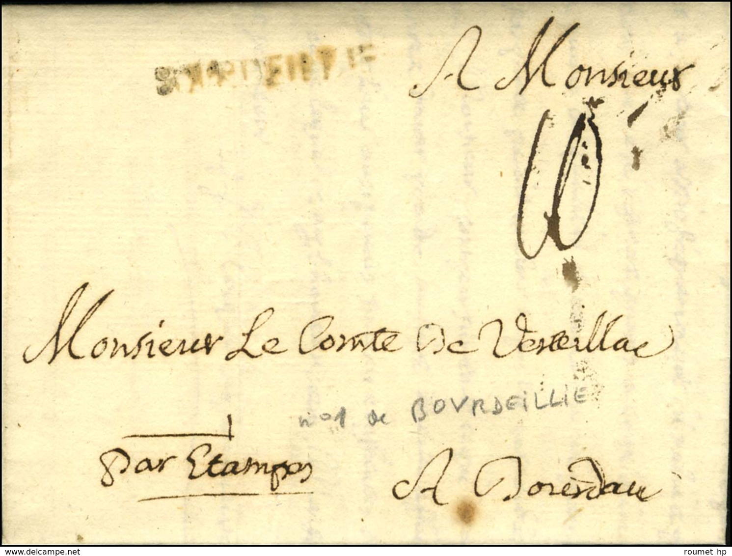 BOURDEILLE (L N° 1) Sur Lettre Avec Texte Daté 1766. - TB. - 1701-1800: Precursores XVIII