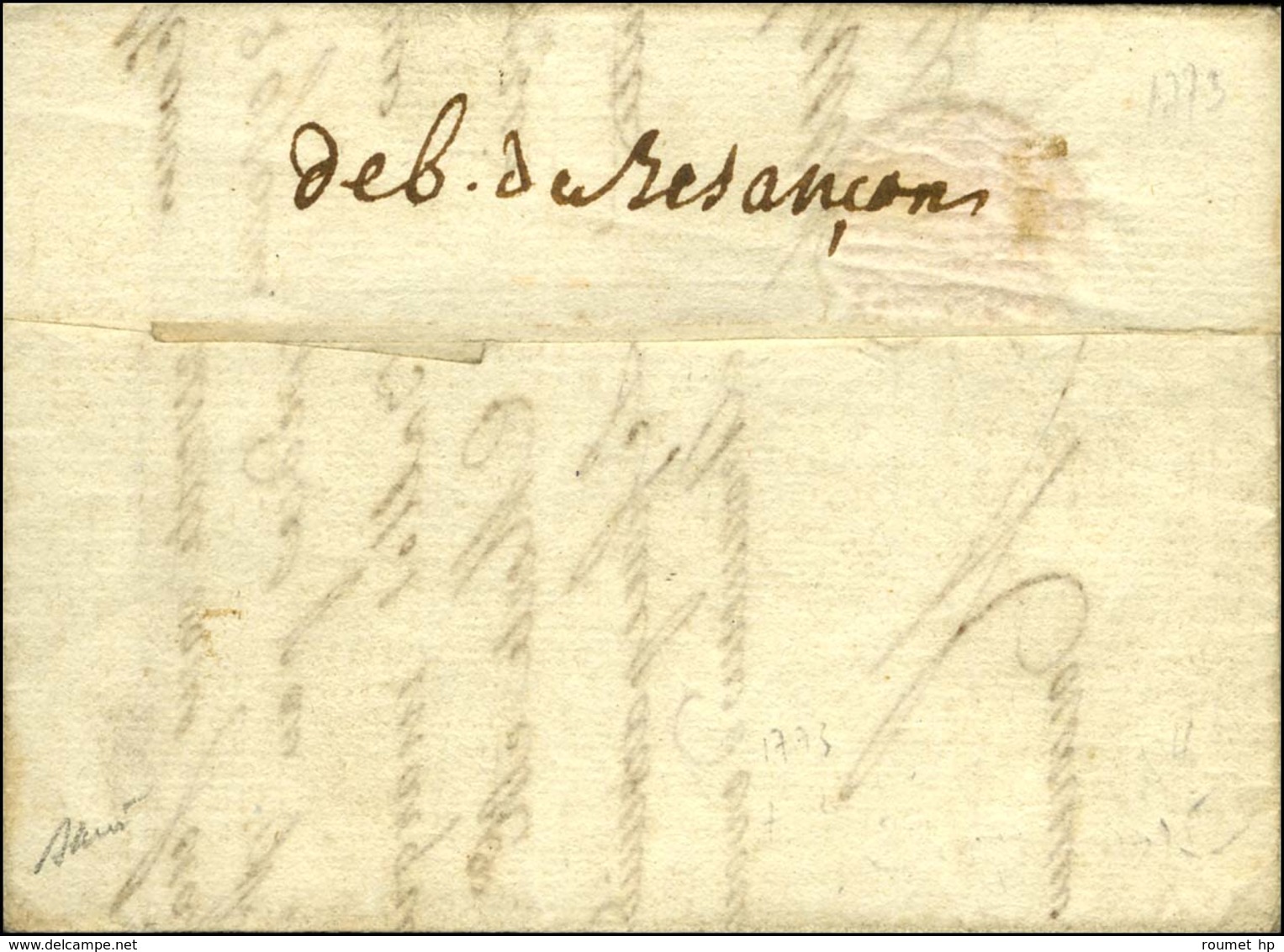 '' Deb De Besançon '' (L N° 21) Sur Lettre Datée 1775. - TB / SUP. - 1701-1800: Precursores XVIII