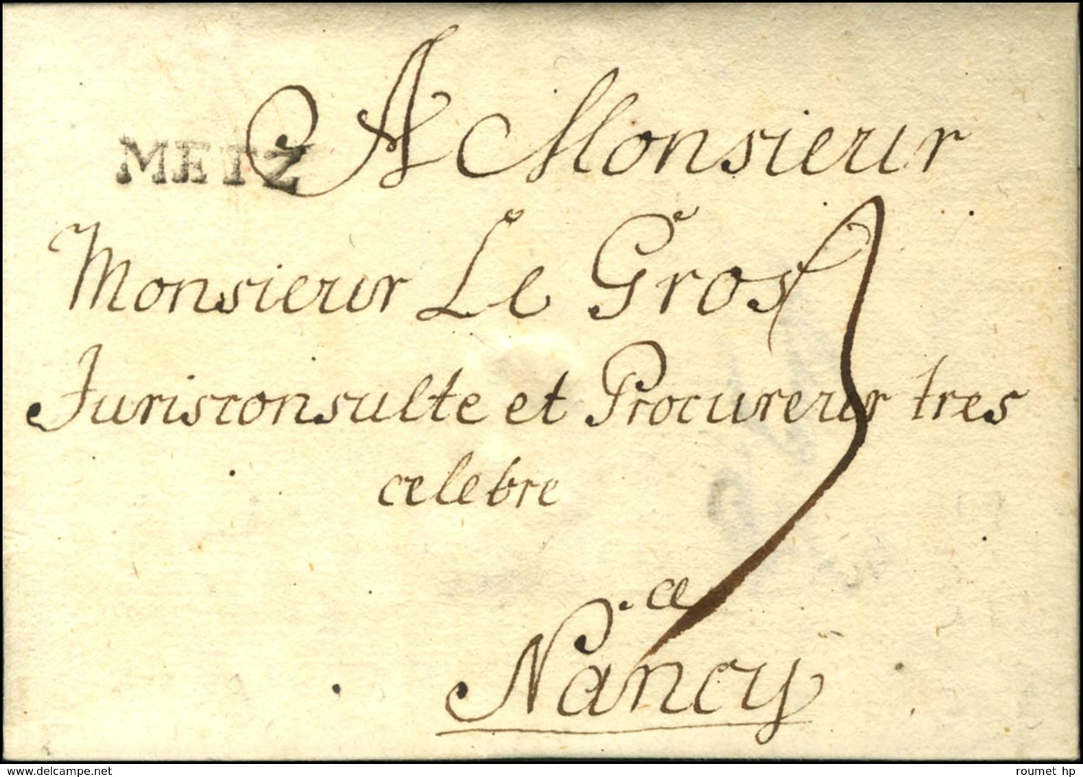 METZ (L N° 9) Sur Lettre Avec Texte Daté De Francfort Le 12 Août 1770 Pour Nancy. - SUP. - 1701-1800: Precursores XVIII
