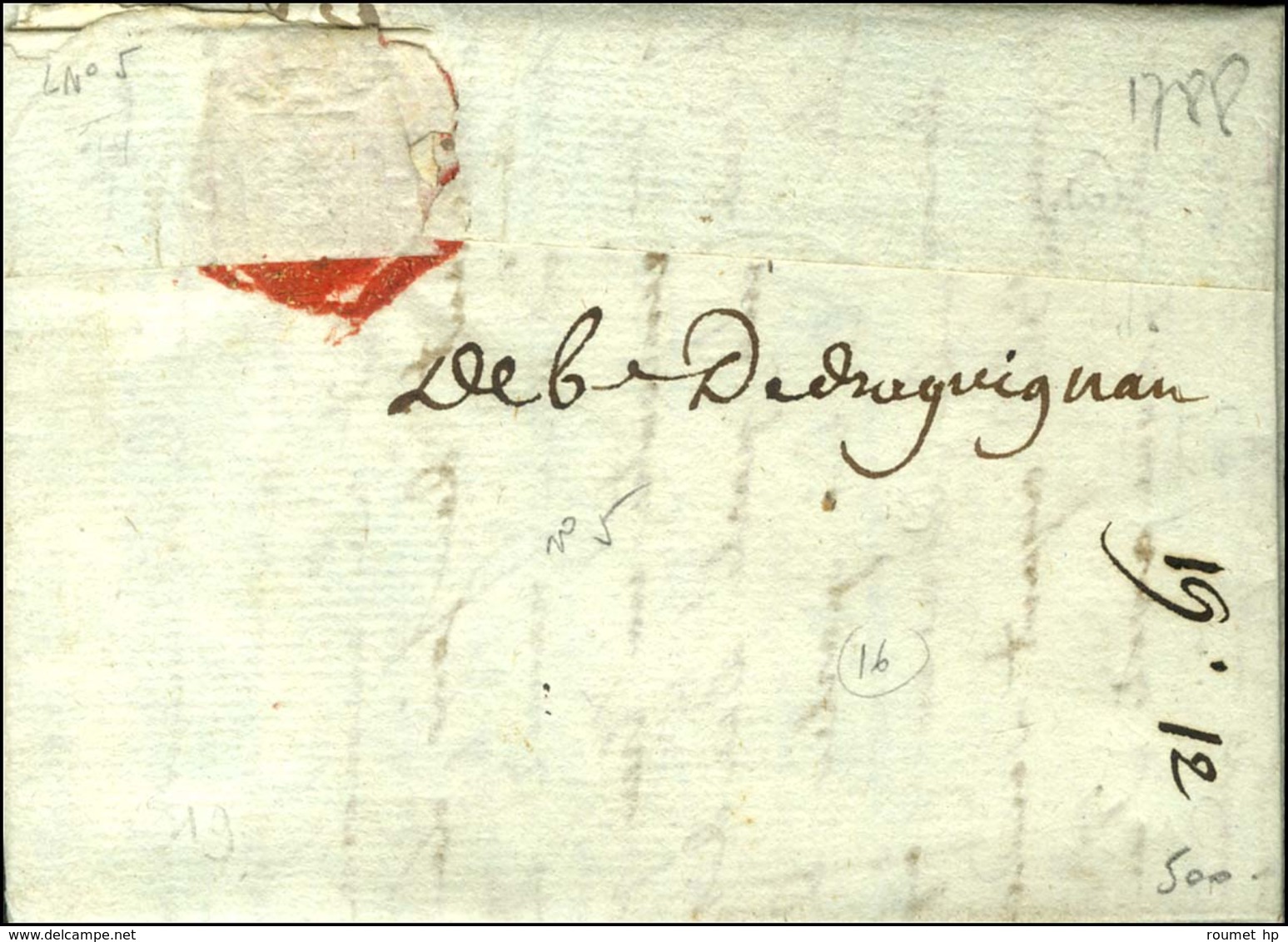 '' Deb De Draguignan '' Sur Lettre Avec Texte Daté 1788. - TB. - 1701-1800: Precursores XVIII