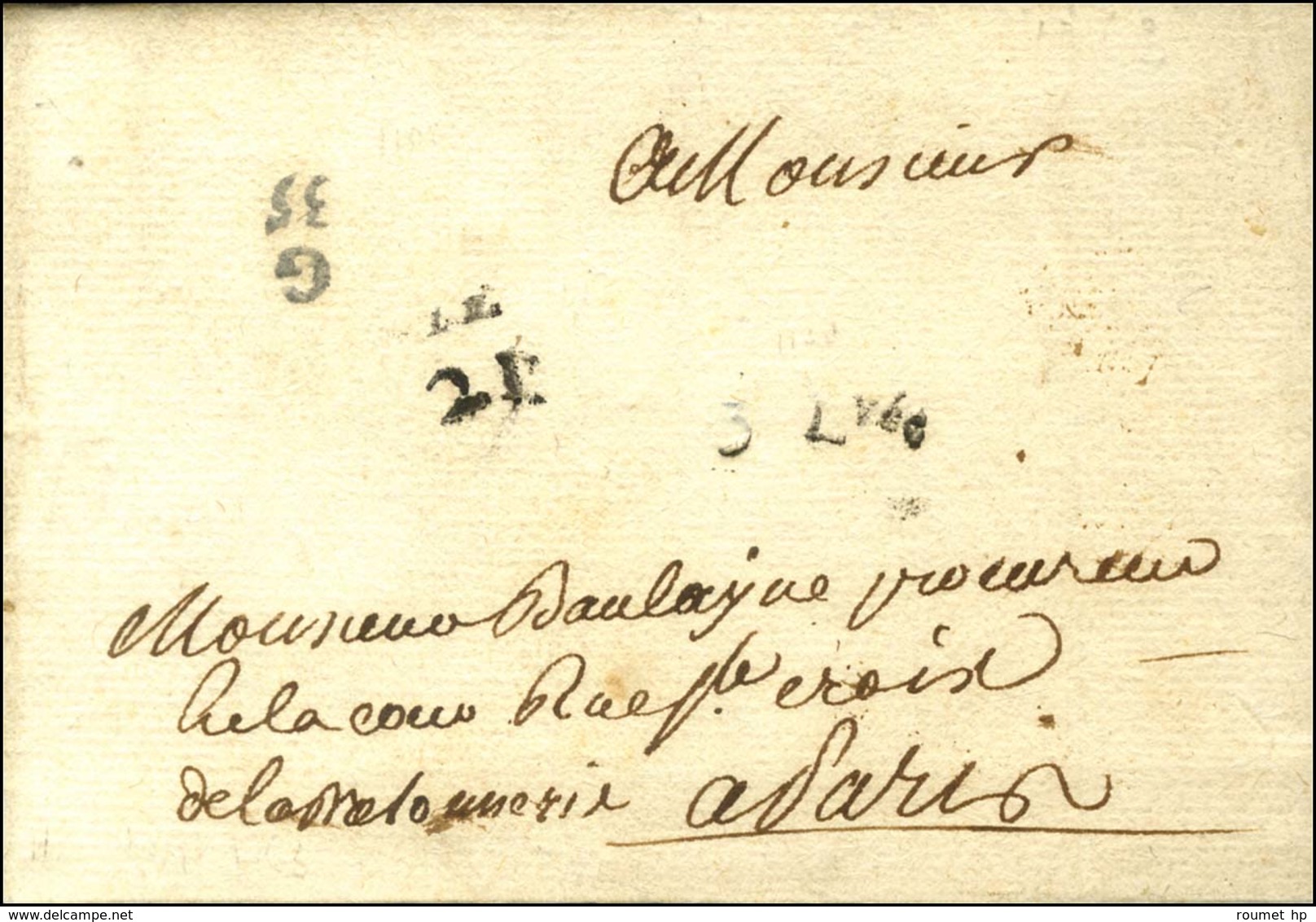 Lettre En Port Payé G / 35 + 3e Lvée + Quantième. 1763. - TB / SUP. - 1701-1800: Precursors XVIII