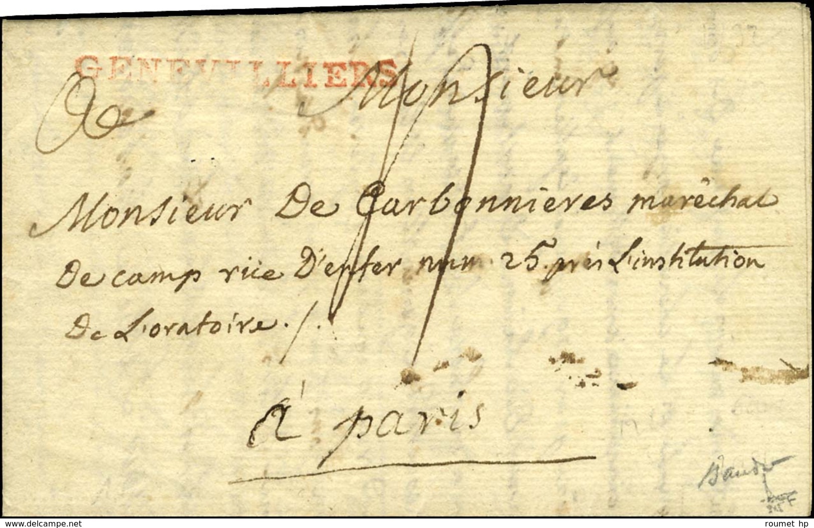 GENEVILLIERS (R) (42 Mm) Sur Lettre Avec Texte Daté De Genevilliers. 1792. - TB / SUP. - R. - 1701-1800: Precursors XVIII