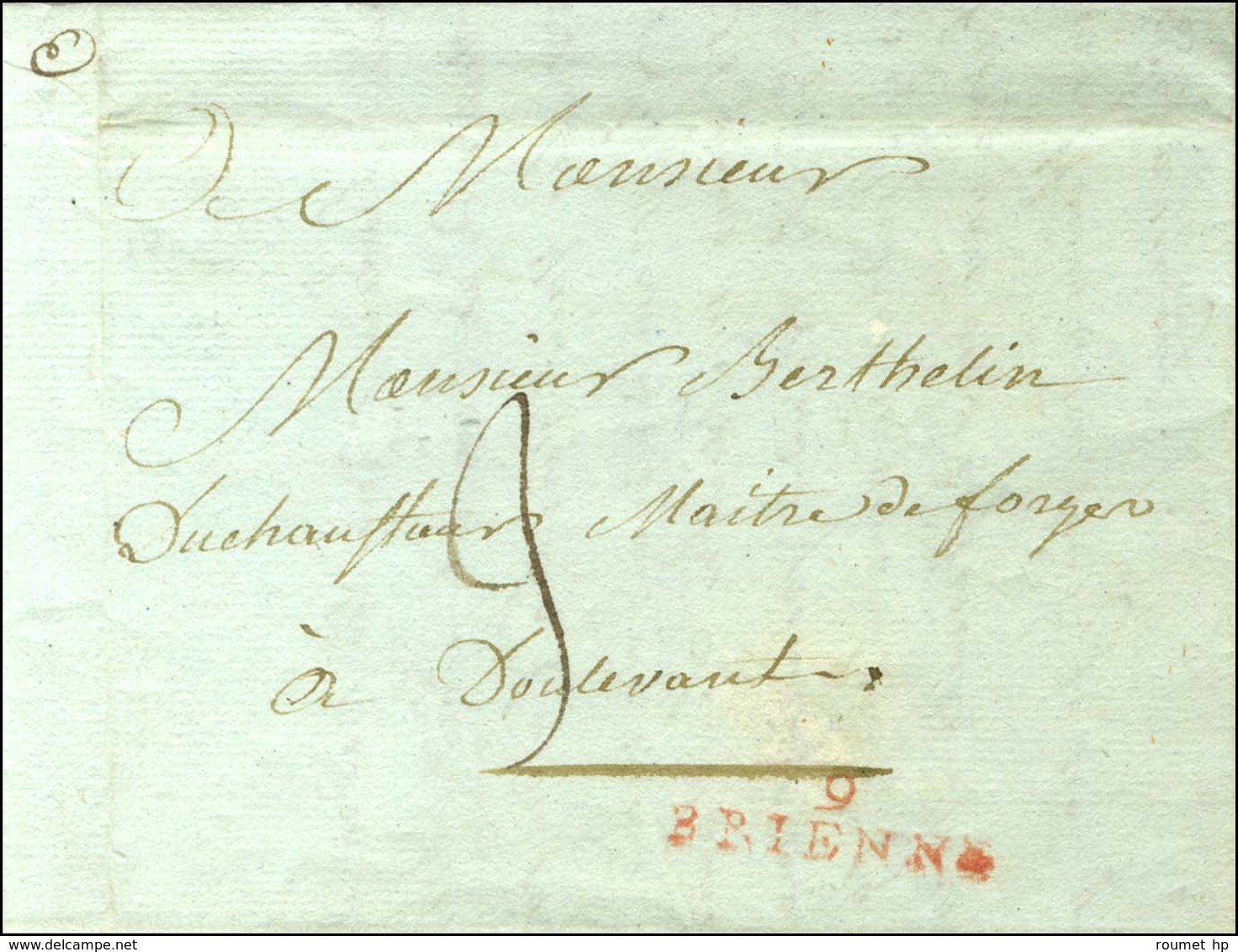 9 / BRIENNE Rouge Sur Lettre Avec Texte Daté De Vallantigny. 1809. - TB / SUP. - 1801-1848: Precursors XIX