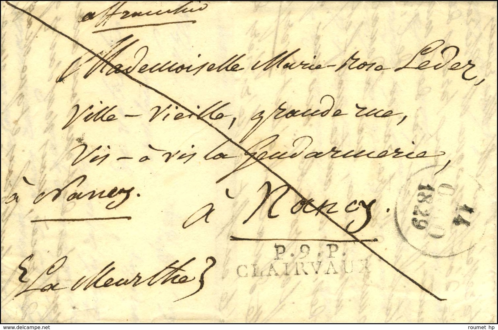 P.9.P / CLAIRVAUX Sur Lettre Avec Texte Daté. 1829. - TB / SUP. - 1801-1848: Precursors XIX