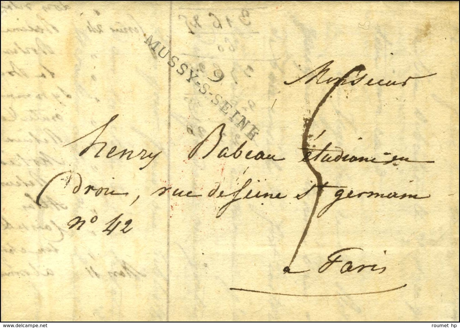 9 / MUSSY-S-SEINE (NR Tardif De Mussy L'Evêque) Sur Lettre Avec Texte Daté De Champagny Le 11 Mars 1824. - SUP. - 1801-1848: Precursors XIX