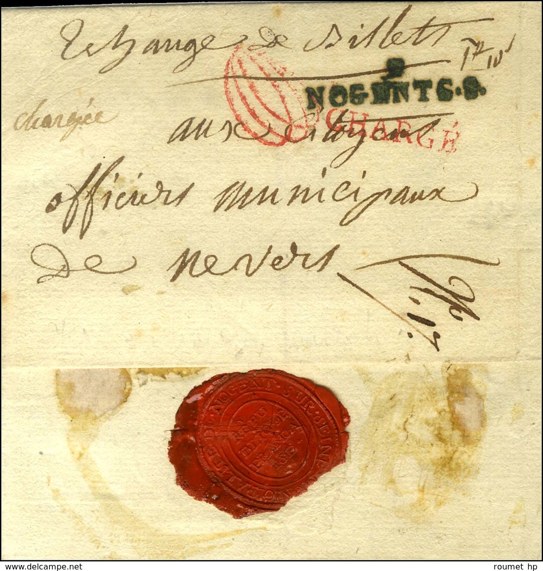 9 / NOGENT-S-S Sur Lettre Chargée Sans Texte Pour Nevers. Au Recto, Mention Manuscrite '' échange De Billets ''. Au Vers - 1801-1848: Precursores XIX