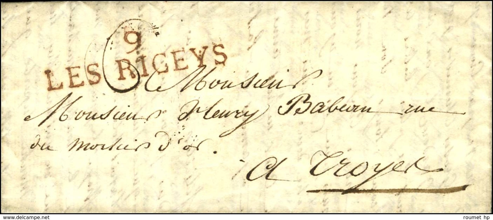 9 / LES RICEYS Rouge Sur Lettre Avec Texte Daté. 1820. - SUP. - 1801-1848: Precursors XIX