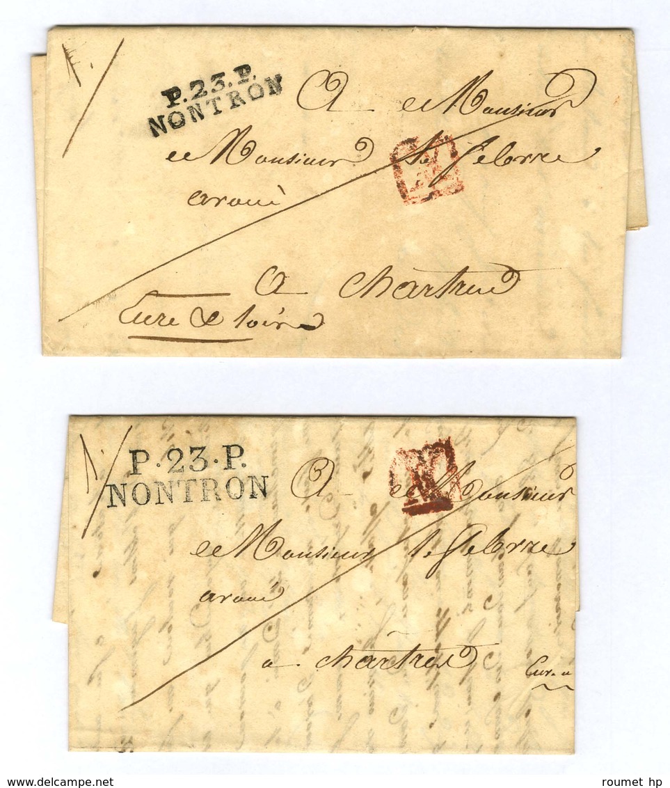 Lot De 2 Lettres : P.23.P. / NONTRON (2 Types) 1826. - SUP. - 1801-1848: Precursores XIX