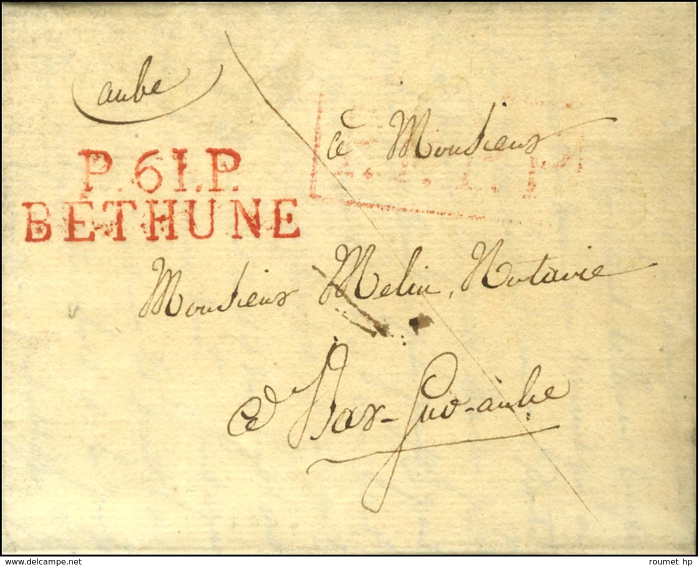 P.61.P. / BETHUNE Rouge Sur Lettre Avec Texte Daté. 1819. - SUP. - 1801-1848: Vorläufer XIX