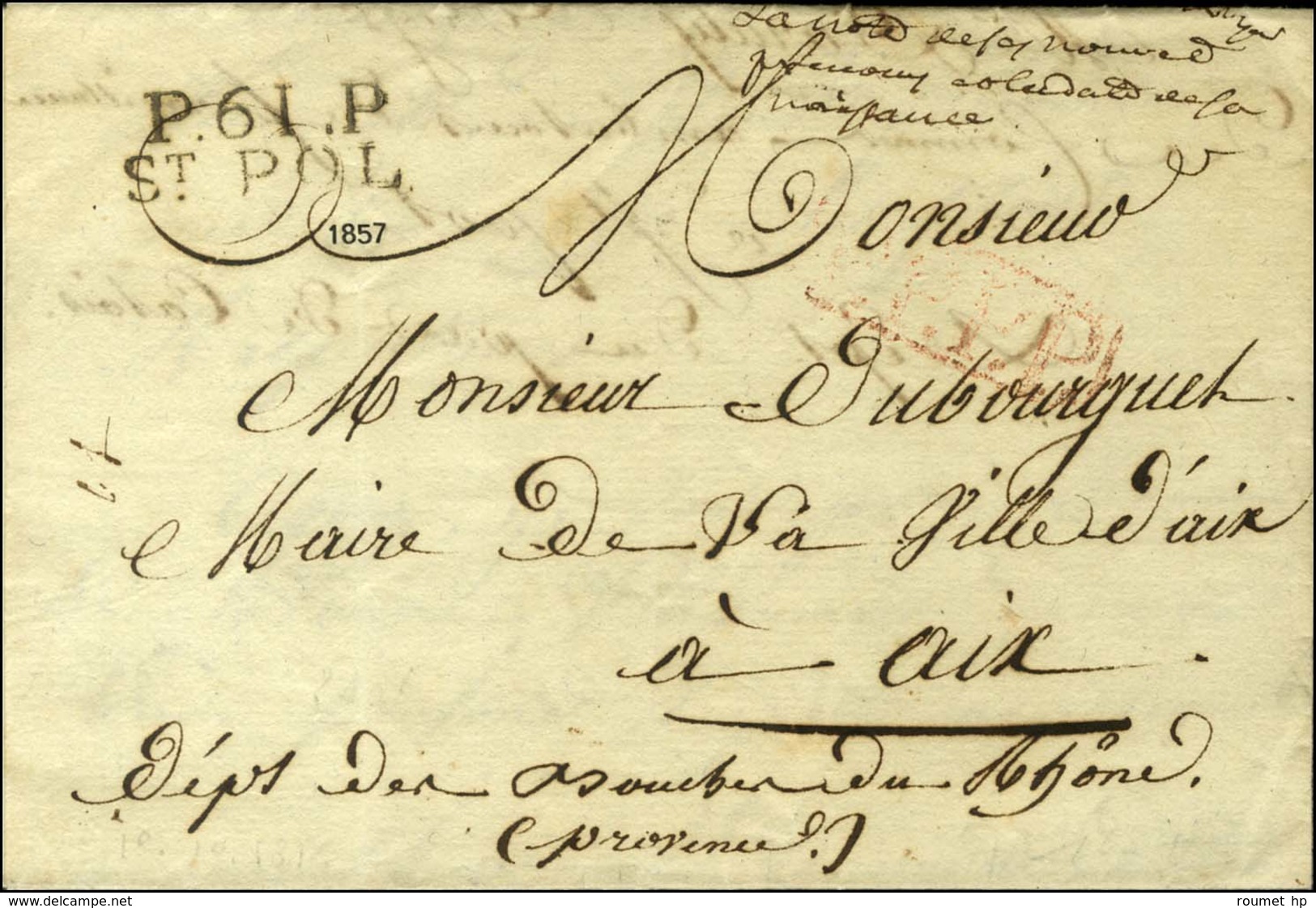 P.61.P. / ST POL Sur Lettre Avec Texte Daté. 1816. - SUP. - 1801-1848: Precursores XIX