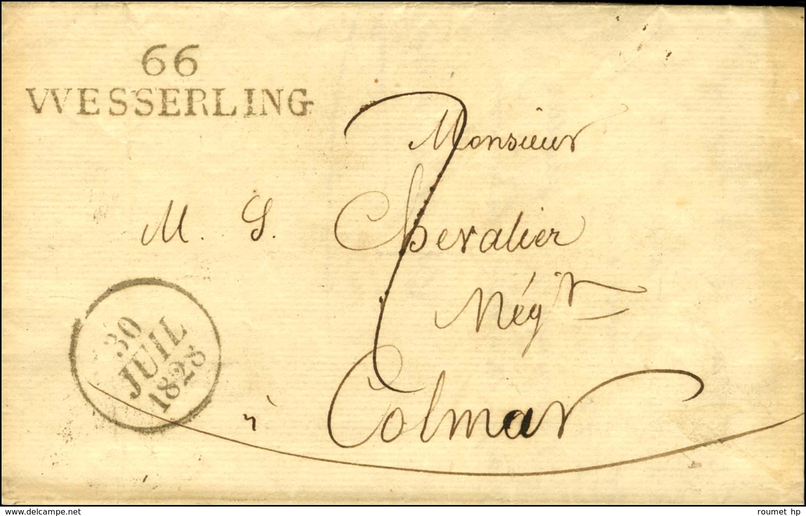 66 / WESSERLING Sur Lettre Avec Texte Daté. 1828. - SUP. - 1801-1848: Precursores XIX