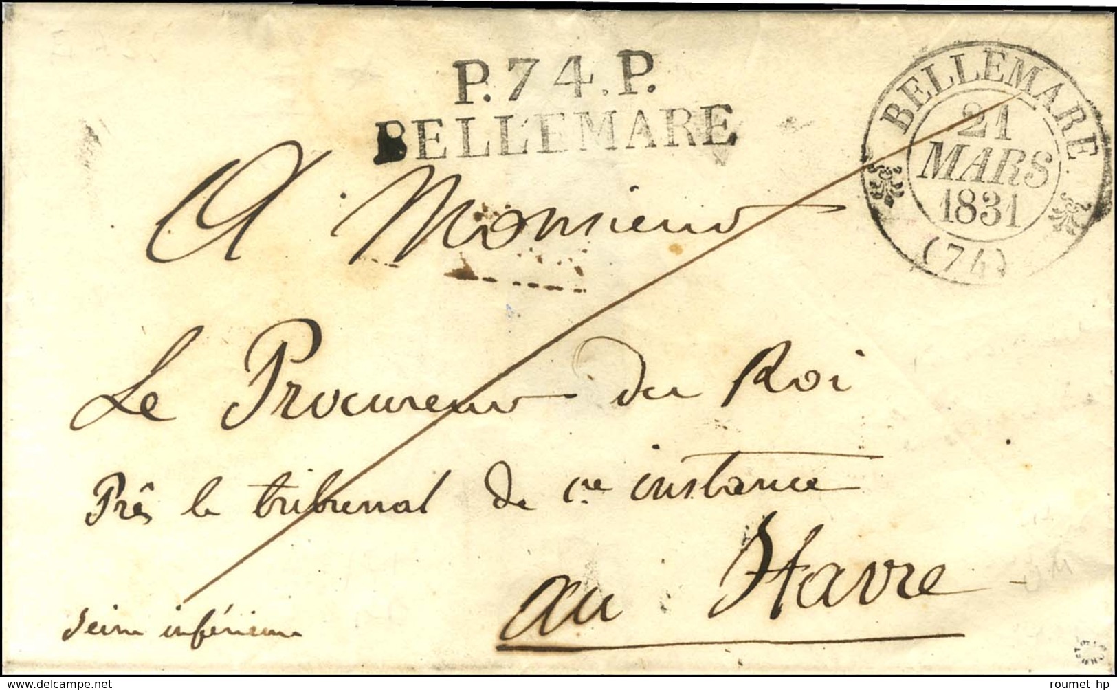 P.74.P. / BELLEMARE Càd T 12 BELLEMARE (74). 1831. - SUP. - R. - 1801-1848: Precursores XIX