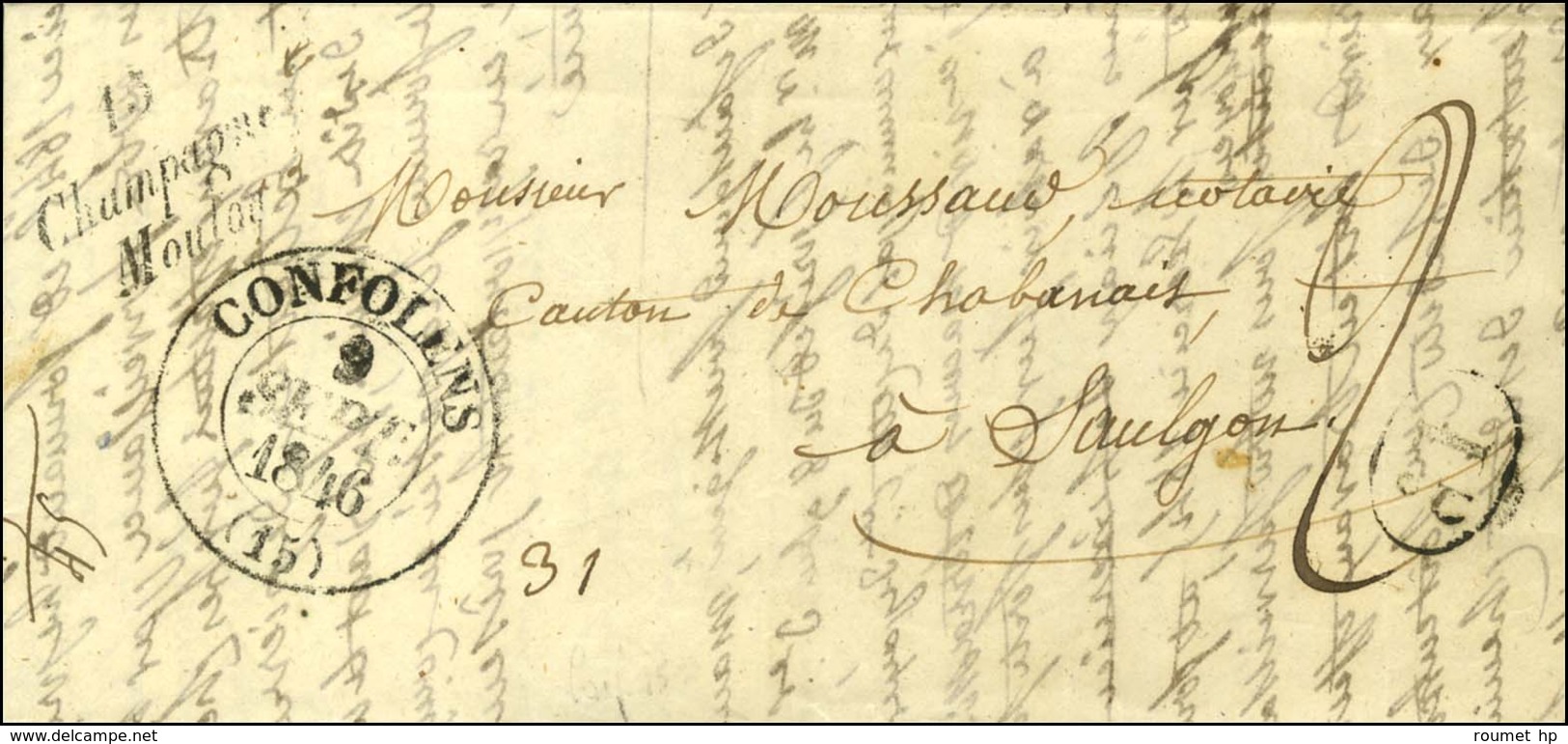 Cursive 15 / Champagne / Mouton. 1846. - SUP. - 1801-1848: Precursors XIX