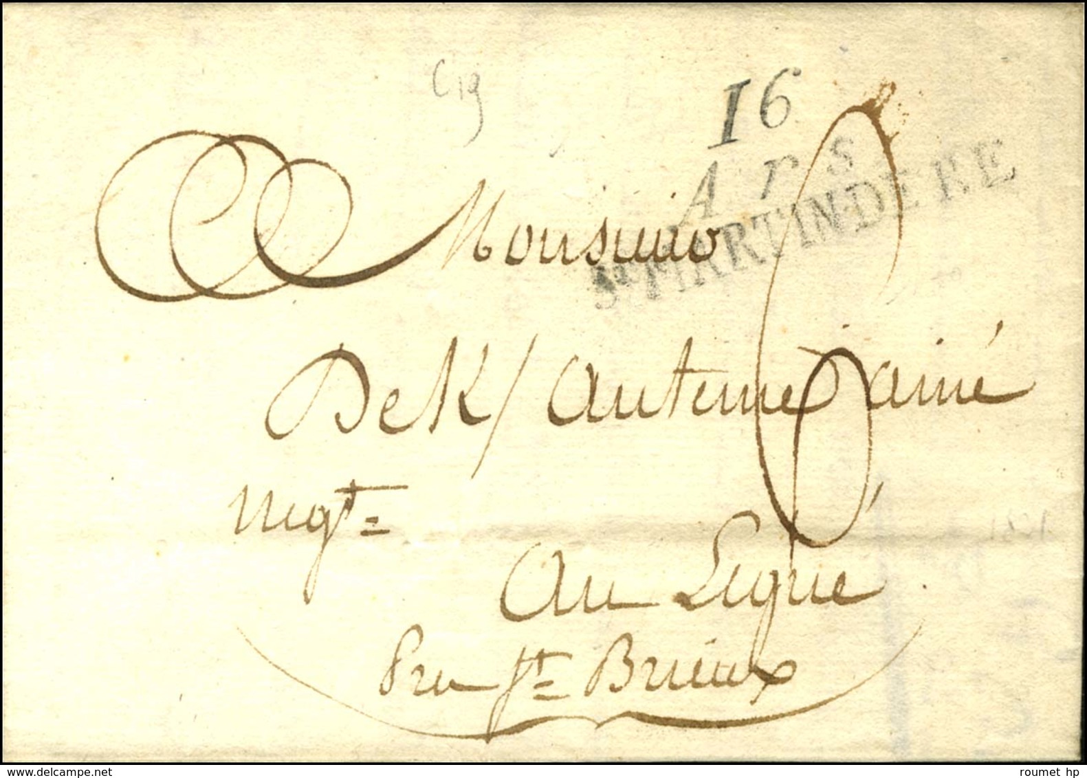 Cursive 16 / Ars / St MARTIN DE RÉ. 1821. -TB / SUP. - 1801-1848: Precursores XIX