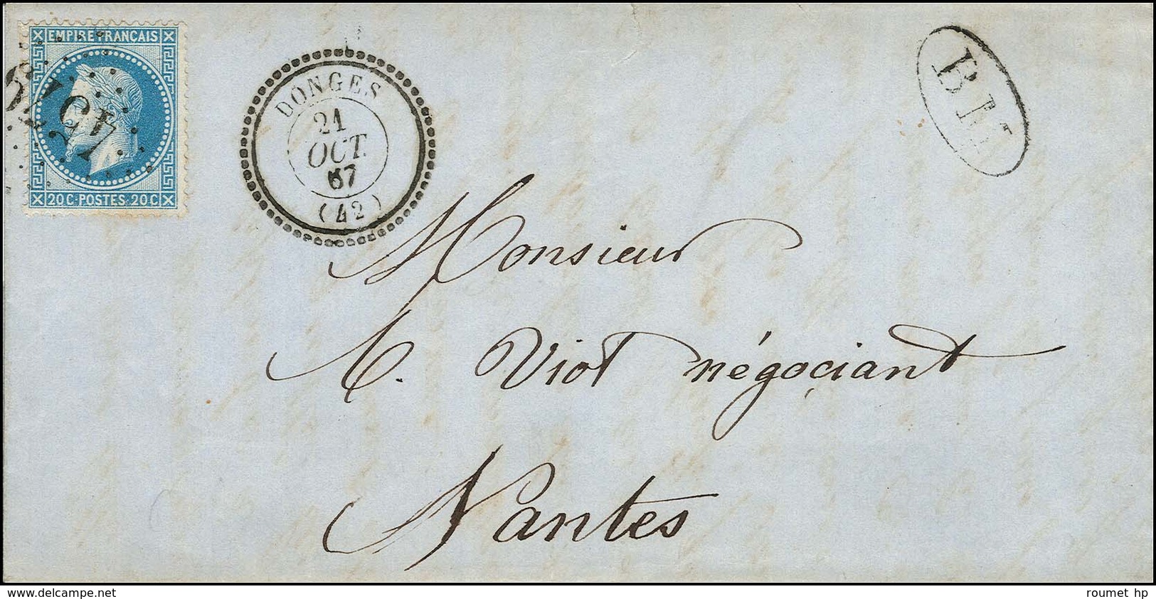 GC 4579 / N° 29 Càd T 22 DONGES (42) + BM Sur Lettre De Paimboeuf Pour Nantes. 1867. - TB / SUP. - Altri & Non Classificati