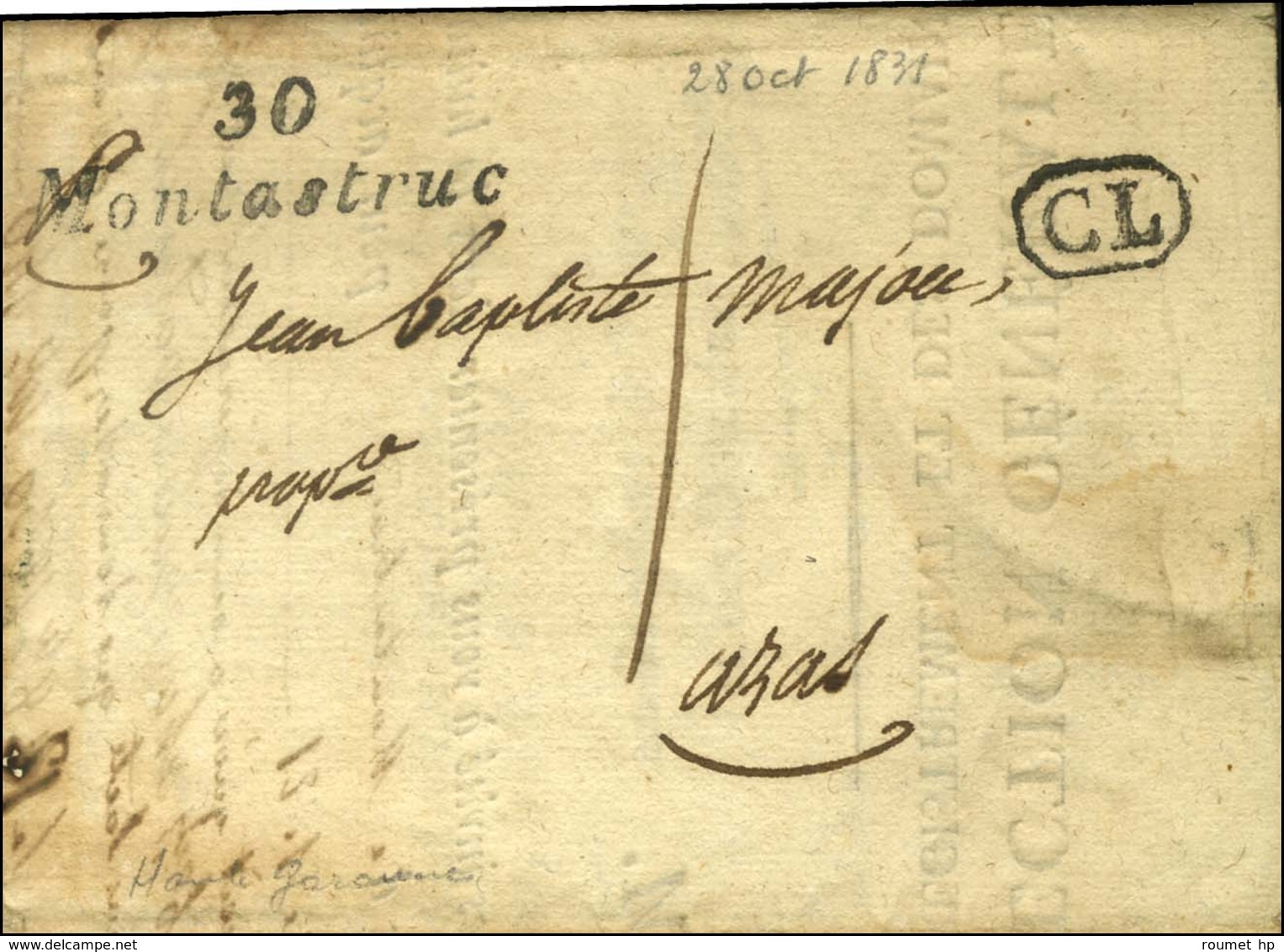 Cursive 30 / Montastruc + CL Sur Lettre Locale. 1831. - TB. - 1801-1848: Vorläufer XIX