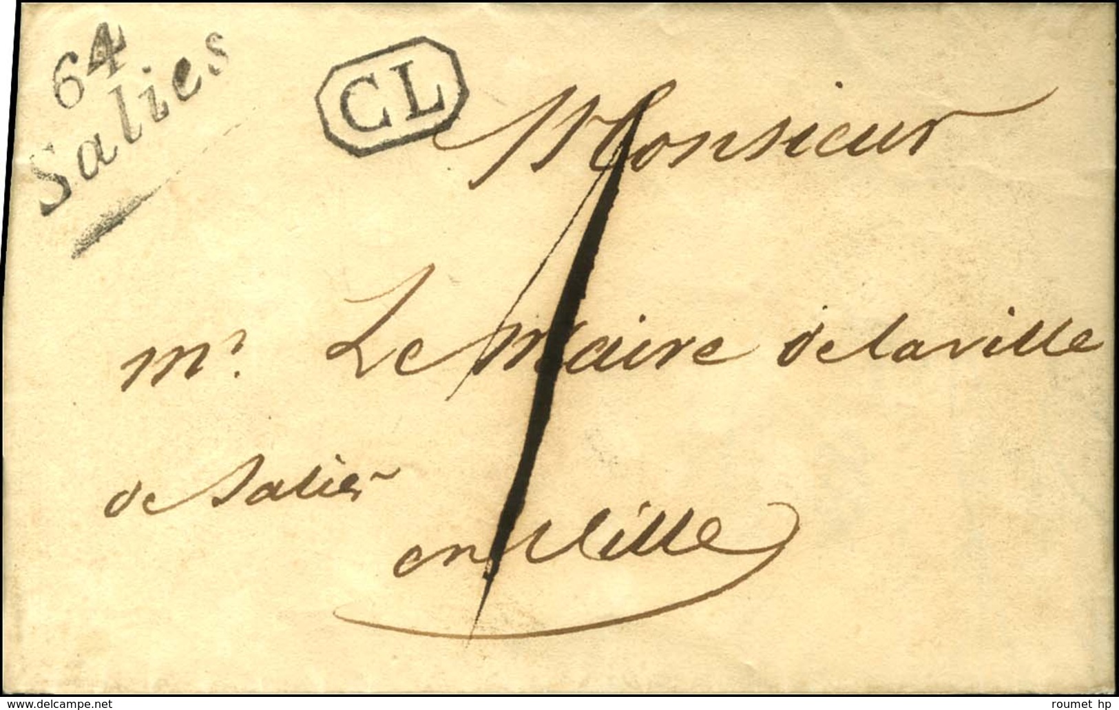 64 / Salies + CL Sur Lettre Avec Texte Daté Du 30 Décembre 1830 Adressée Localement Taxée 1. - SUP. - 1801-1848: Precursores XIX