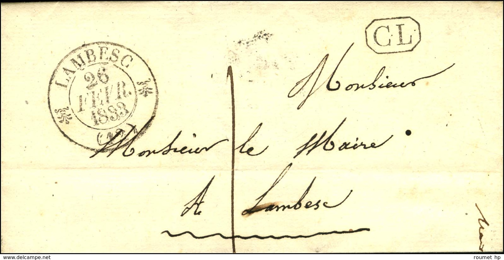 Càd T 12 LAMBESC (12) + CL Sur Lettre Avec Texte Adressée Localement Taxée 1. 1833. - SUP. - 1801-1848: Precursori XIX