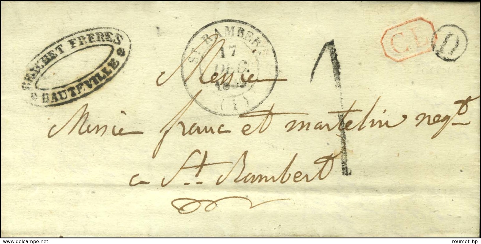 Càd T 14 ST RAMBERT (1) + CL Rouge B. RUR. D Sur Lettre Avec Texte Daté De Trépont Adressée Localement Taxe Tampon 1 De  - 1801-1848: Précurseurs XIX