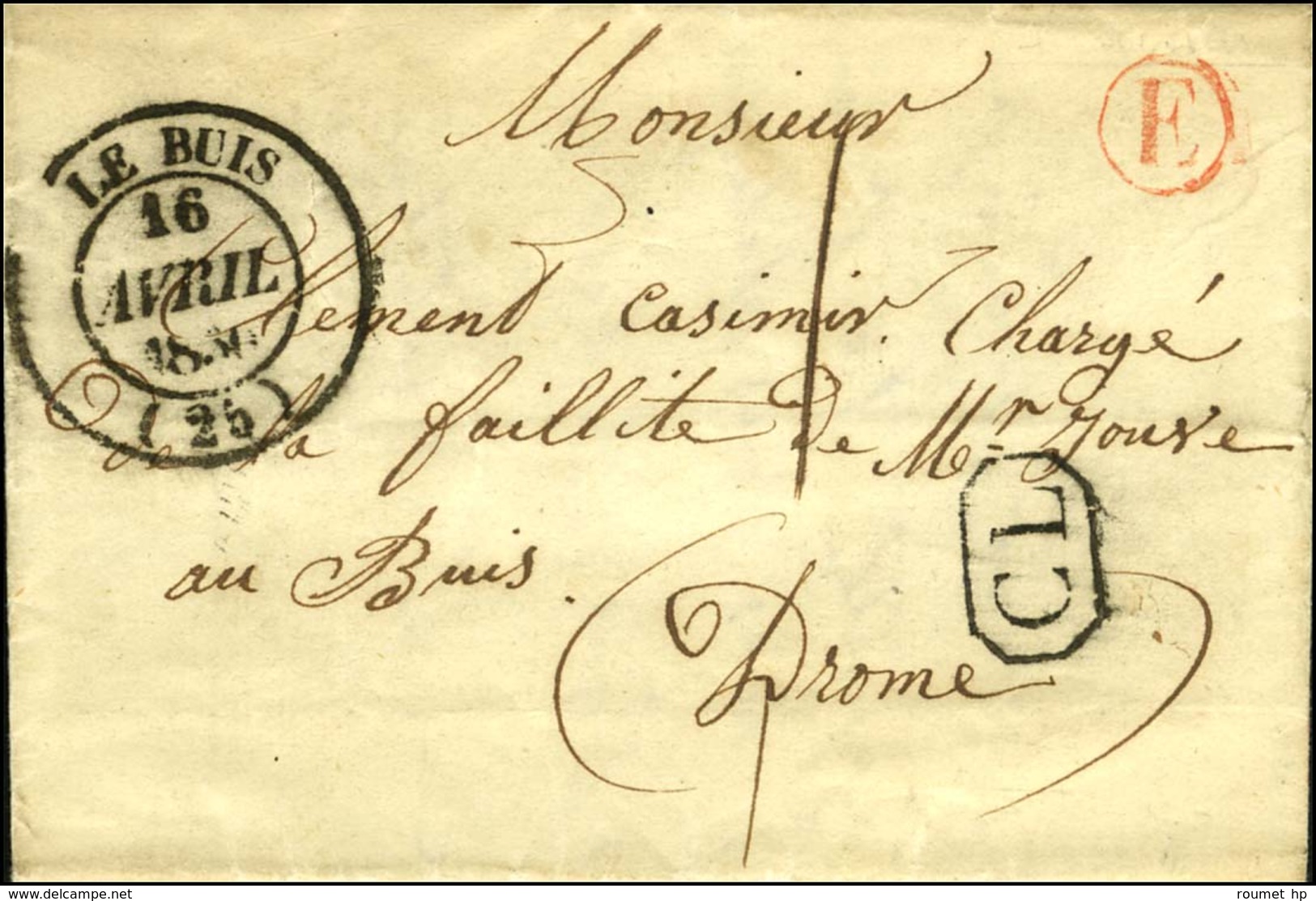 Càd T 14 LE BUIS (25) + CL B. RUR. E Rouge Sur Lettre Avec Texte Daté De Plaisians Adressée Localement Taxée 1. 1850. -  - 1801-1848: Vorläufer XIX