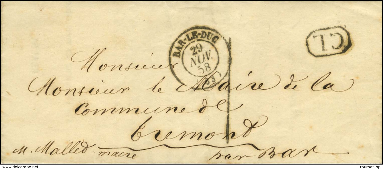 Càd T 15 BAR LE DUC (53) + CL Sur Lettre Avec Texte Adressée Localement Taxe Tampon 1 De Fabrication Locale. 1858. - SUP - 1801-1848: Precursores XIX