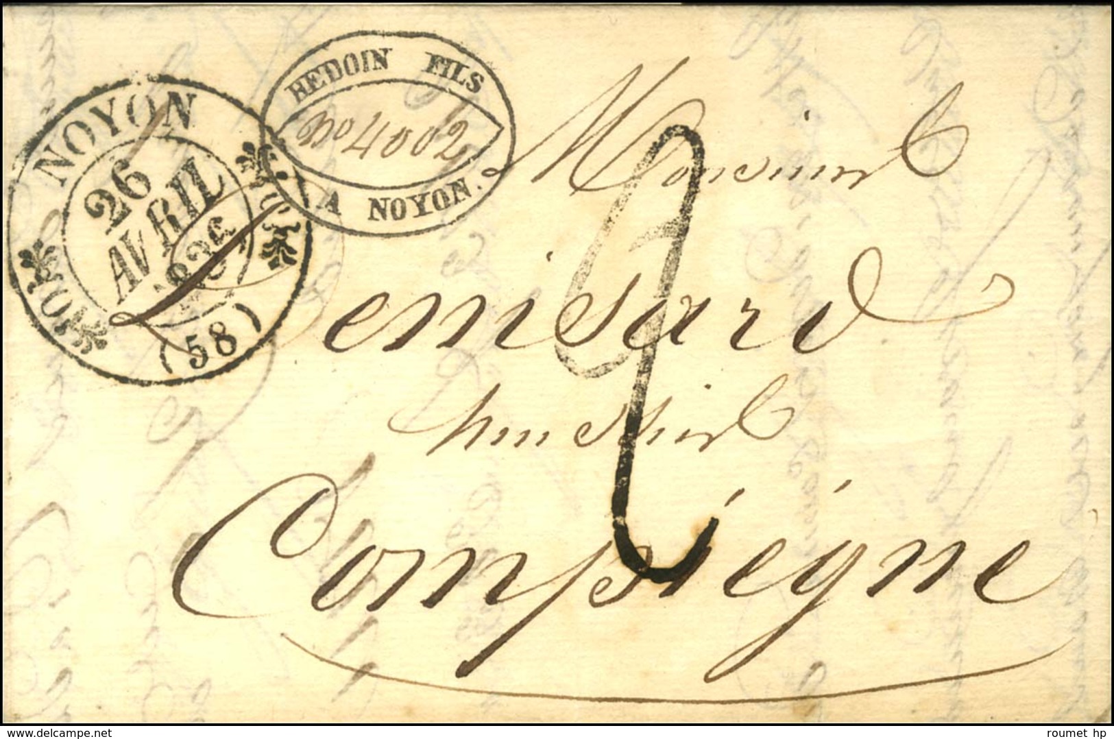 Càd T 11 NOYON (58) Taxe Tampon 2 (FL). 1836. - SUP. - 1801-1848: Precursors XIX