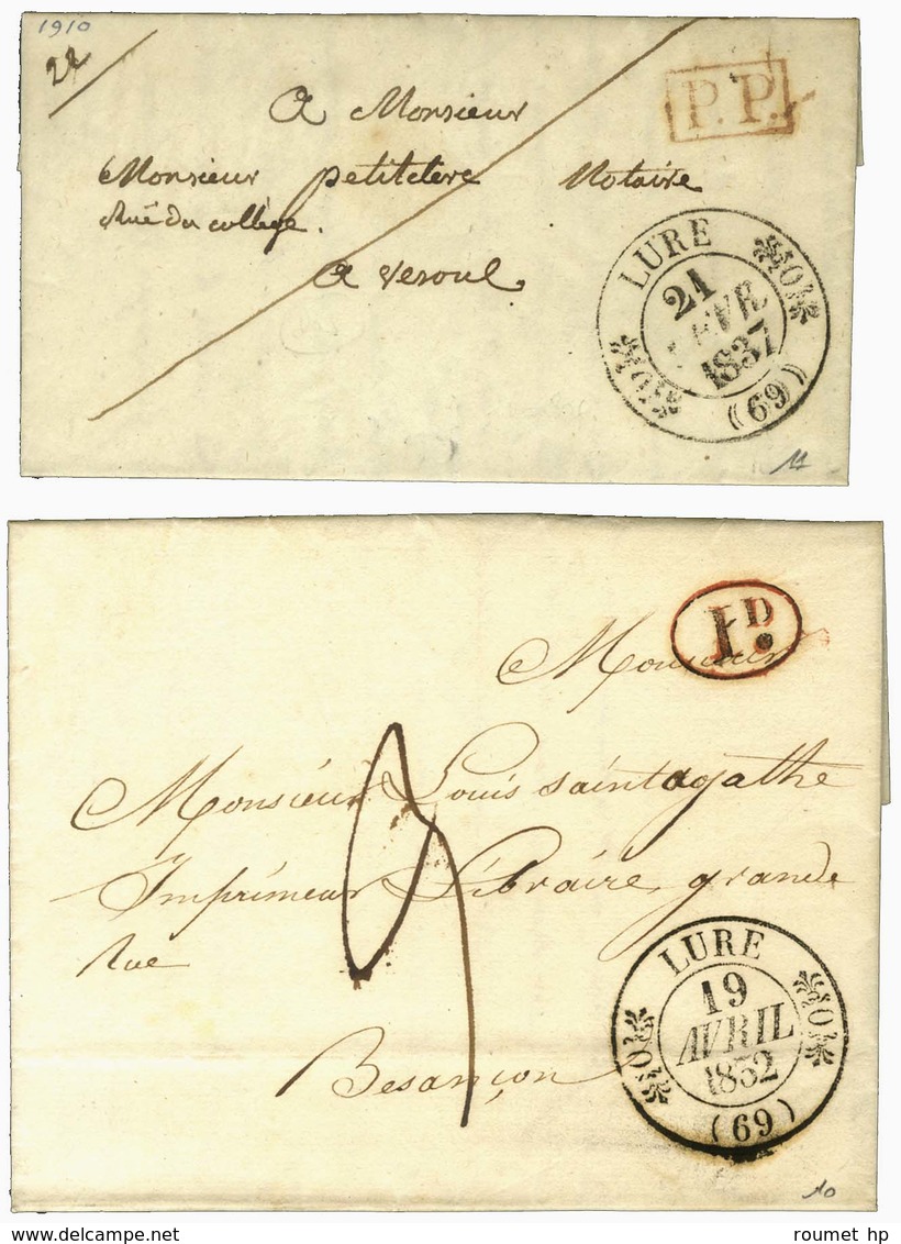 Lot De 2 Lettres Avec Càd T 11 : LURE Taxe 3 1832 Et P. P. 1837. - SUP. - 1801-1848: Precursores XIX