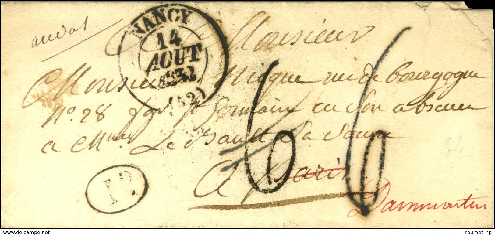 Càd T 13 NANCY (52) Taxe Tampon 6 Annulée Et Remplacée Par La Taxe Tampon 6 (FL). 1832. - TB / SUP. - 1801-1848: Précurseurs XIX