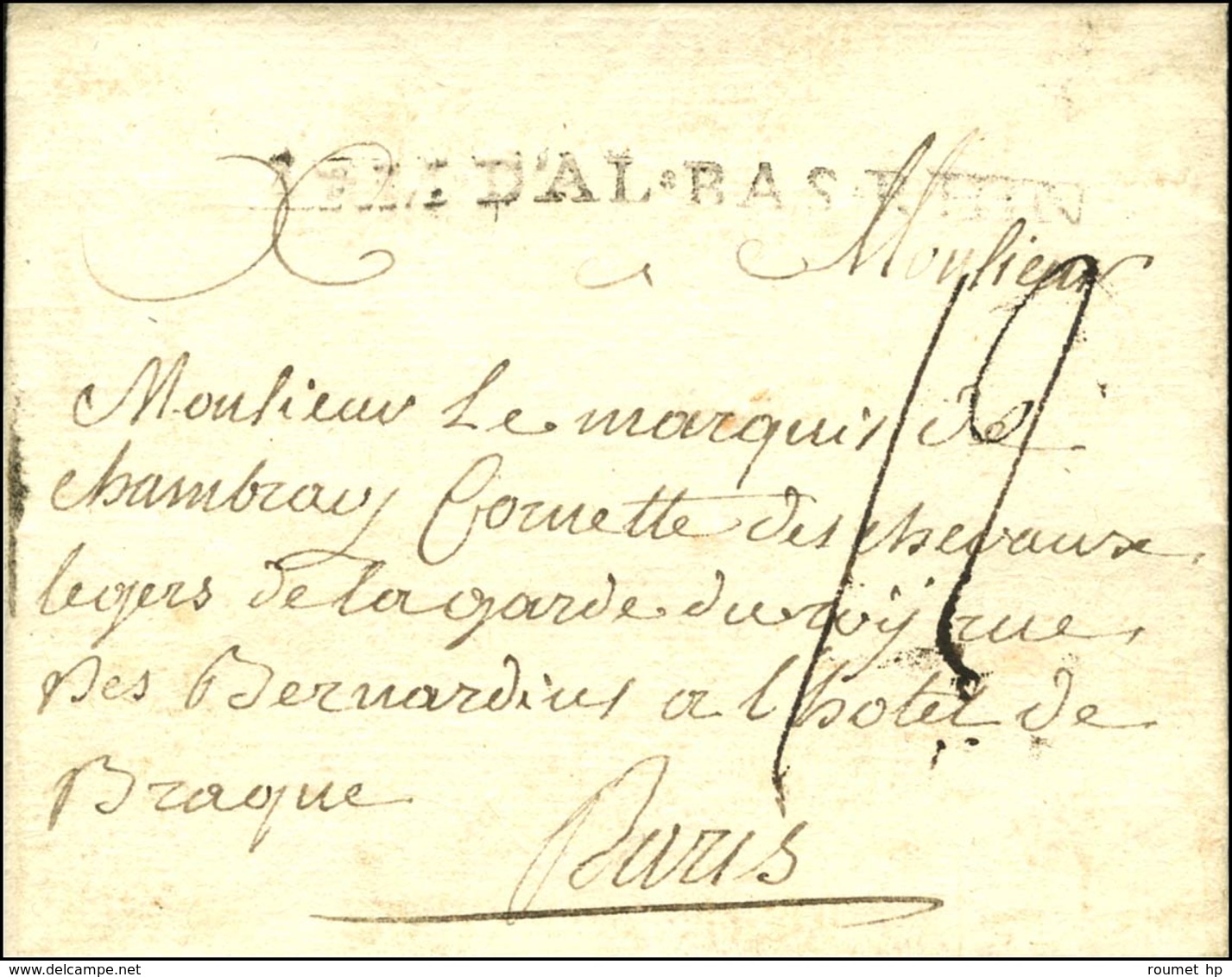 ARM. D'AL. BAS RHIN Sur Lettre Avec Texte Daté '' Au Village De Petrevail Le 5 Octobre 1759 ''. - TB. - Army Postmarks (before 1900)