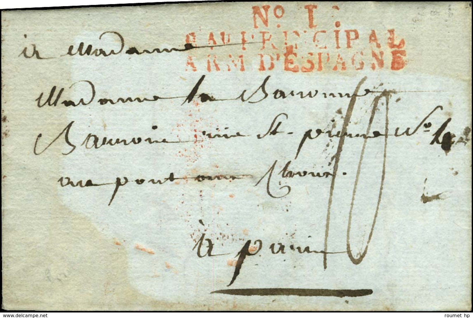 N° 1 / Bau PRINCIPAL / ARM. D'ESPAGNE Rouge Sur Lettre Avec Texte Daté Du 17 Novembre 1810. - TB / SUP. - Armeestempel (vor 1900)