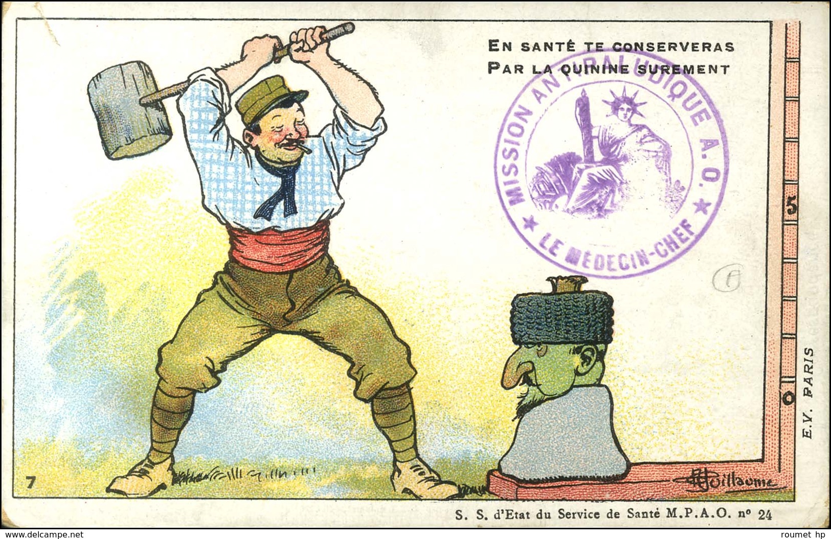 Série de 10 CP illustrées (couleurs) numérotées de 1 à 10 Commandements de l'Institut Pasteur pour le Soldat de l'Armée 
