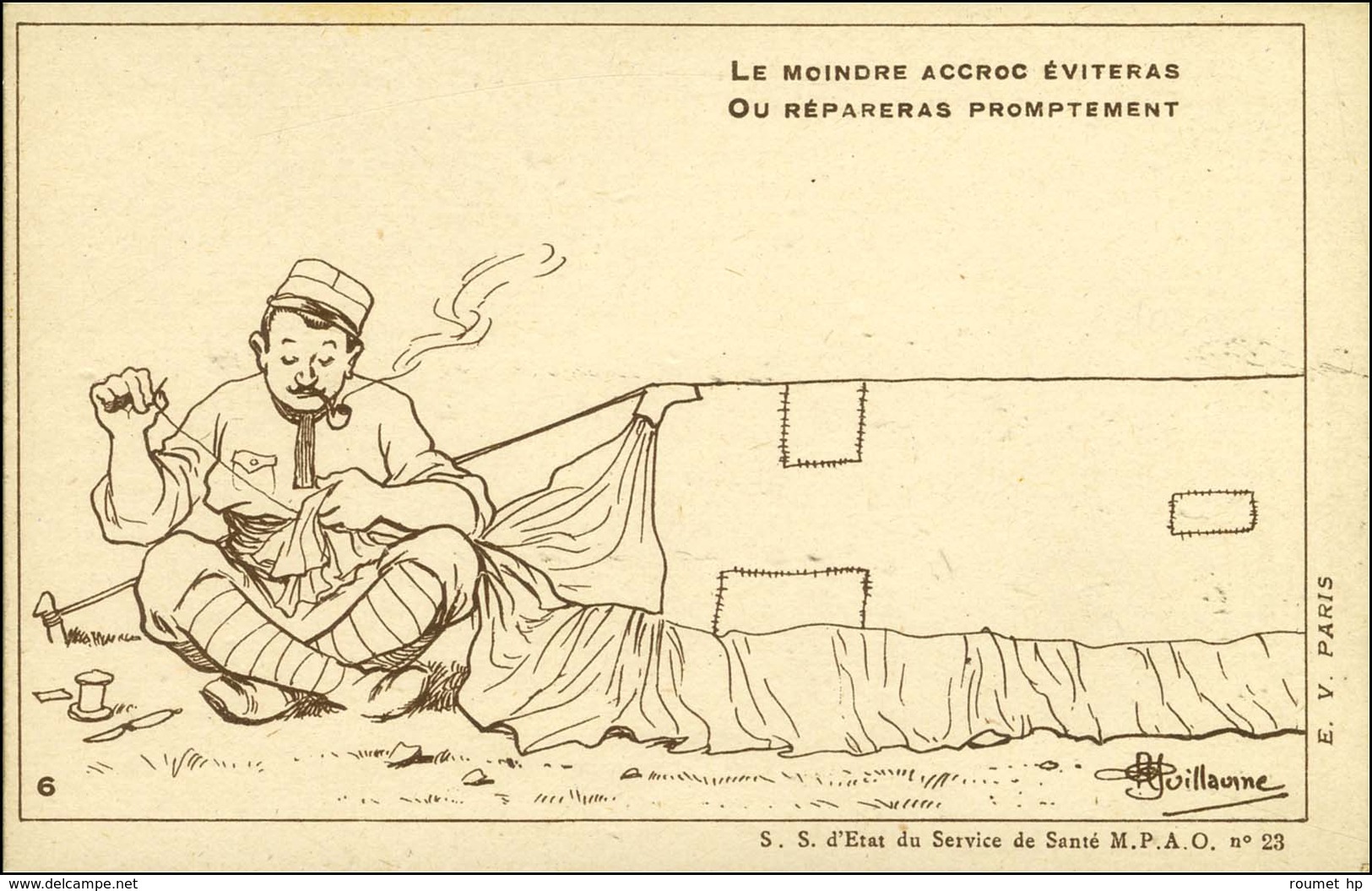 Série de 10 CP illustrées (N & B) numérotées de 1 à 10 Commandements de l'Institut Pasteur pour le Soldat de l'Armée d'O