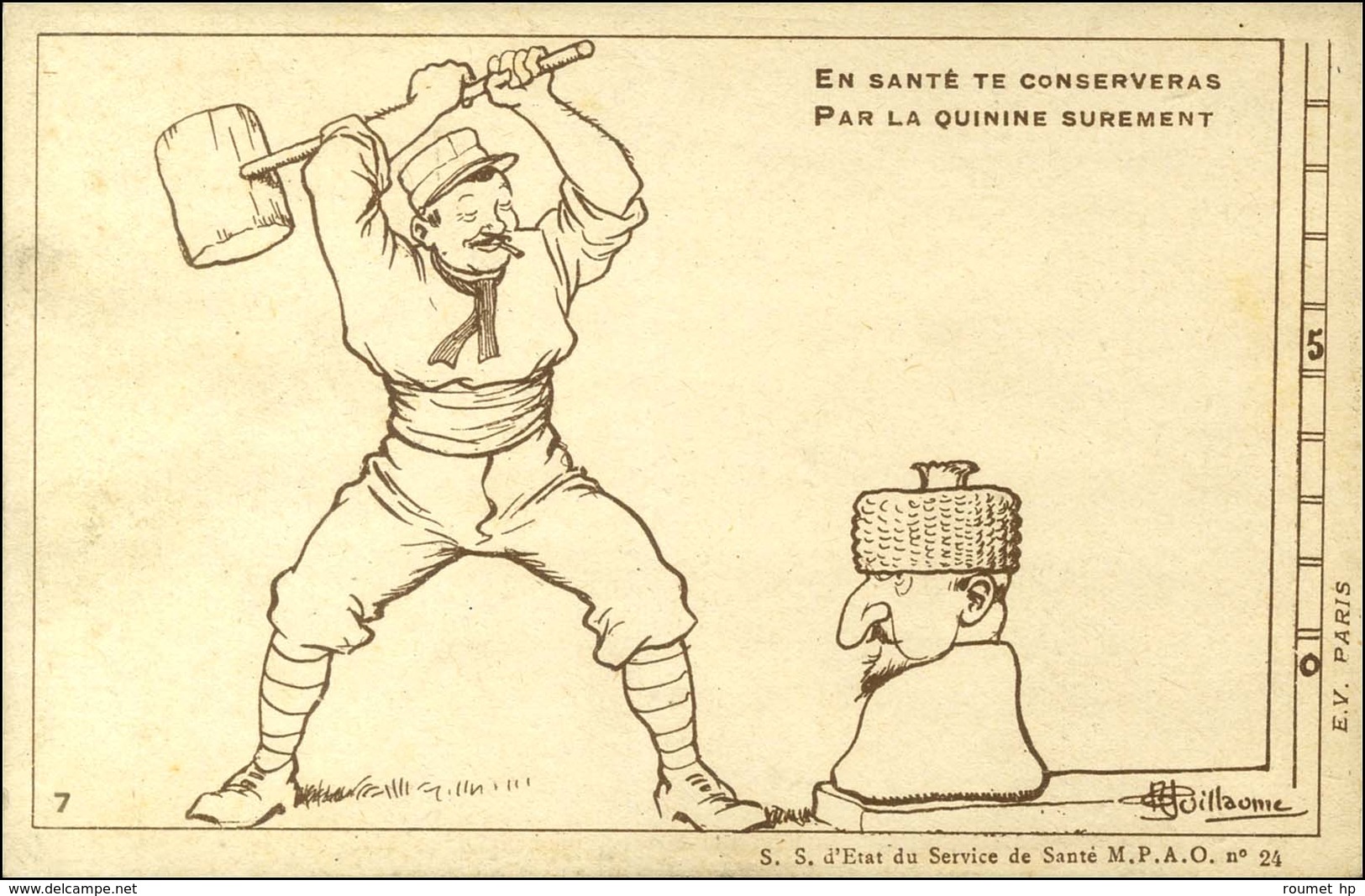 Série de 10 CP illustrées (N & B) numérotées de 1 à 10 Commandements de l'Institut Pasteur pour le Soldat de l'Armée d'O