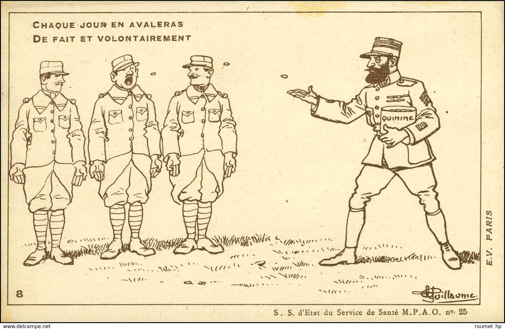 Série de 10 CP illustrées (N & B) numérotées de 1 à 10 Commandements de l'Institut Pasteur pour le Soldat de l'Armée d'O
