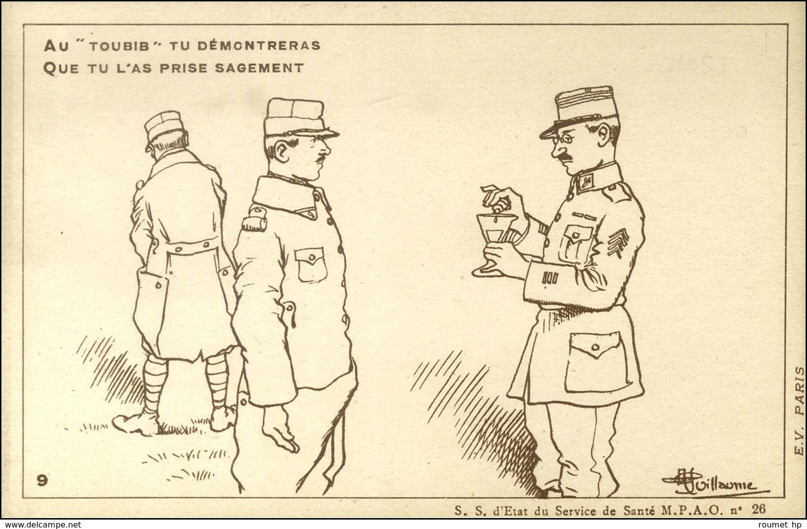 Série de 10 CP illustrées (N & B) numérotées de 1 à 10 Commandements de l'Institut Pasteur pour le Soldat de l'Armée d'O