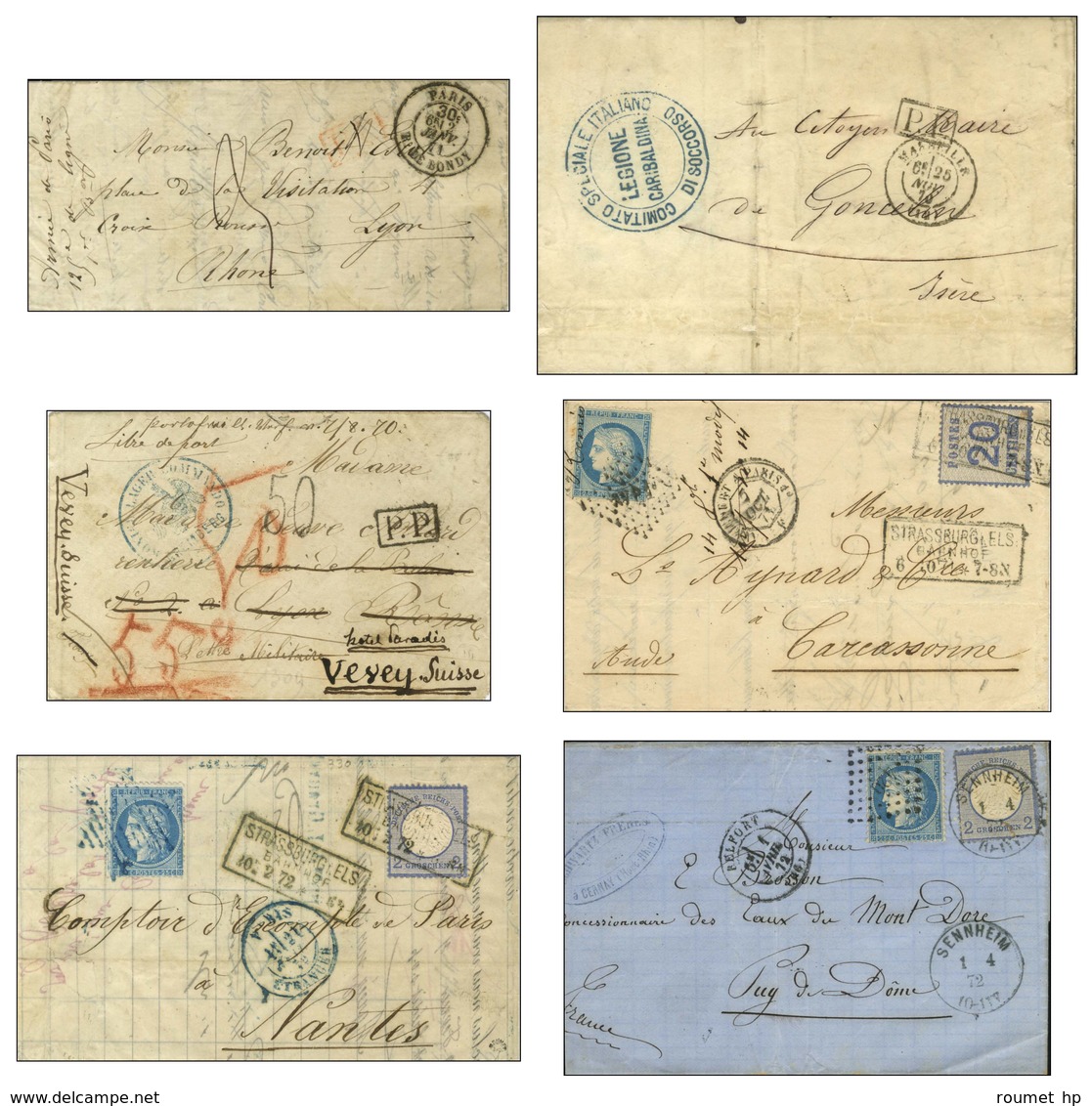Lot De 6 Lettres De Guerre De 1870. - TB. - Collections