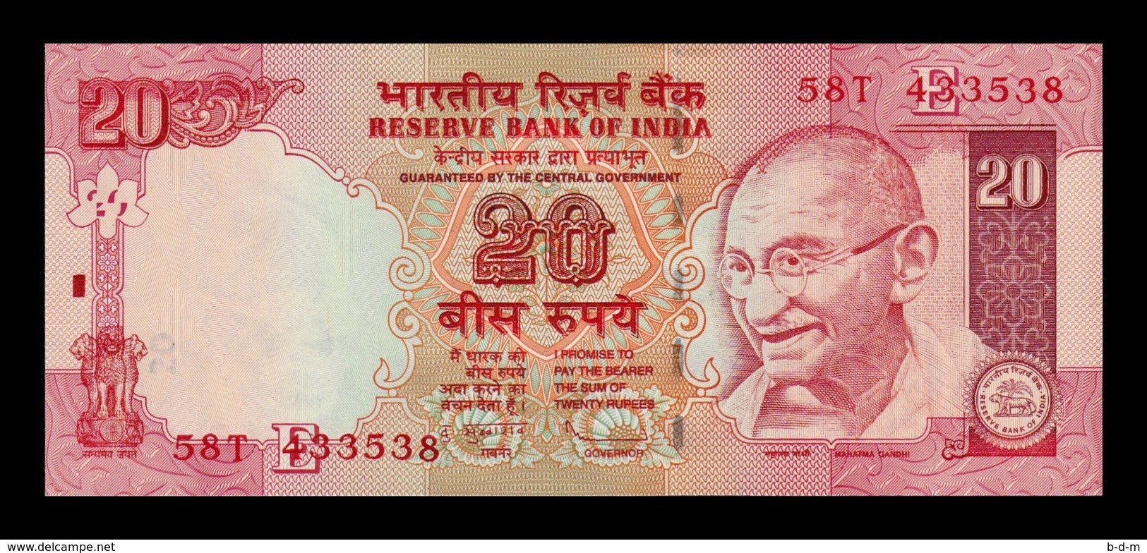 India 20 Rupees Gandhi 2010 Pick 96k Letter E SC UNC - India