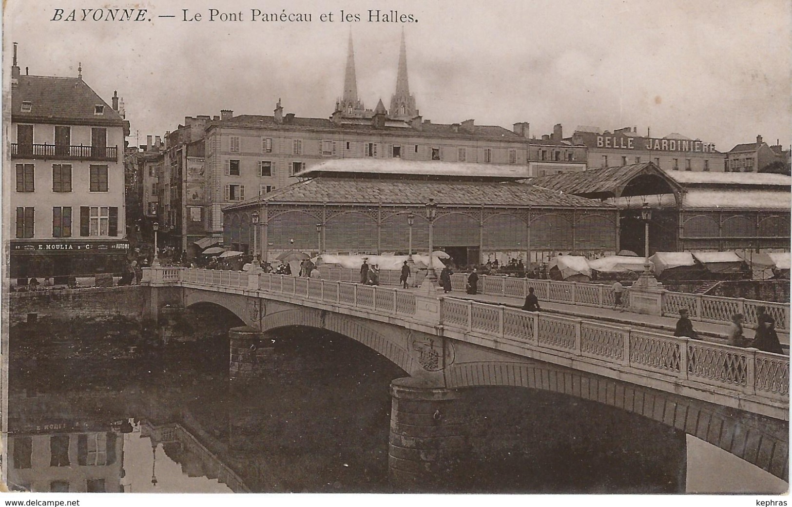 BAYONNE : Le Pont Panécau Et Les Halles - TRES RARE VARIANTE - Cachet De La Poste 1914 - Bayonne