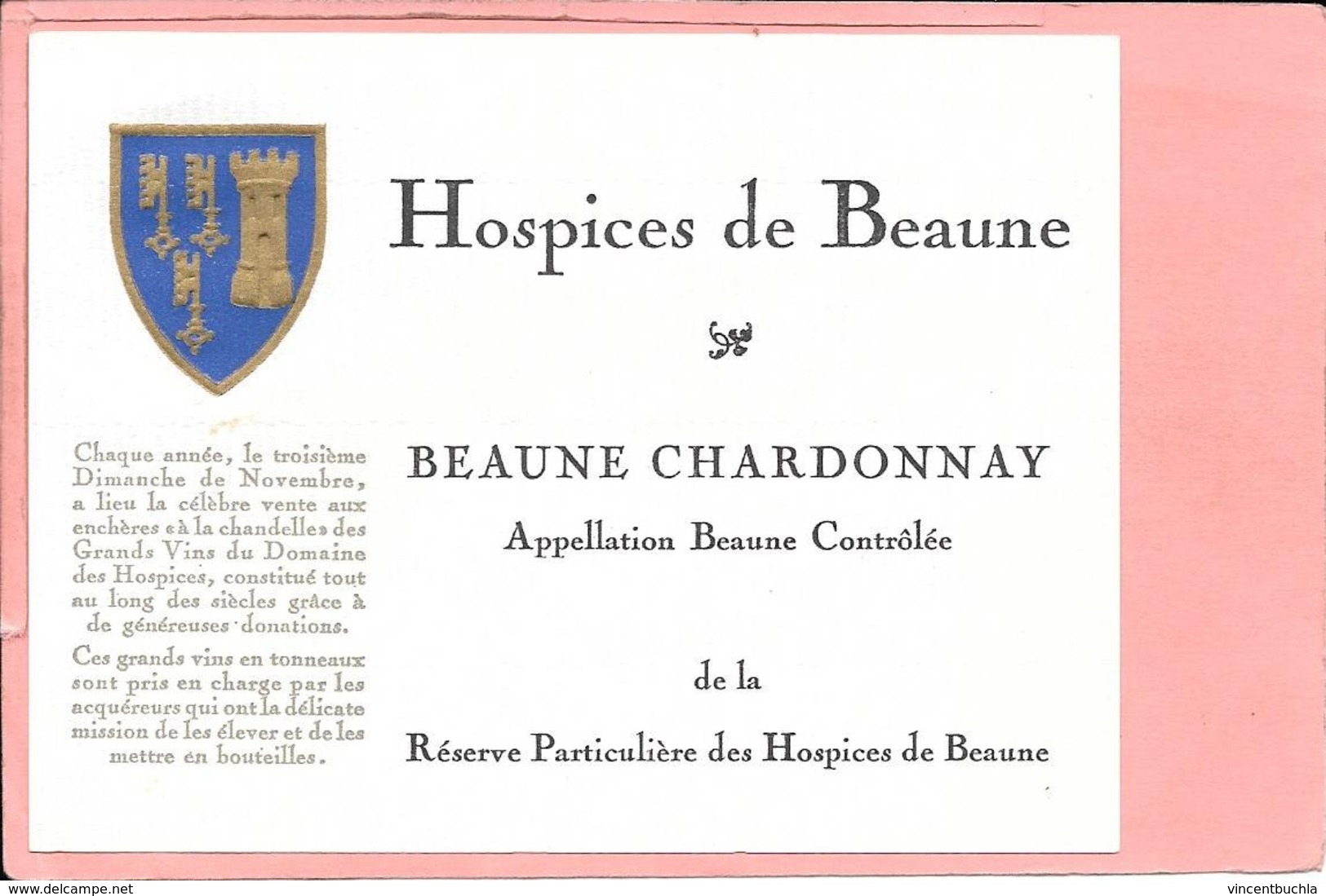 Etiquette Neuve Des Hospices De Beaune Beaune-Chardonnay - Bourgogne