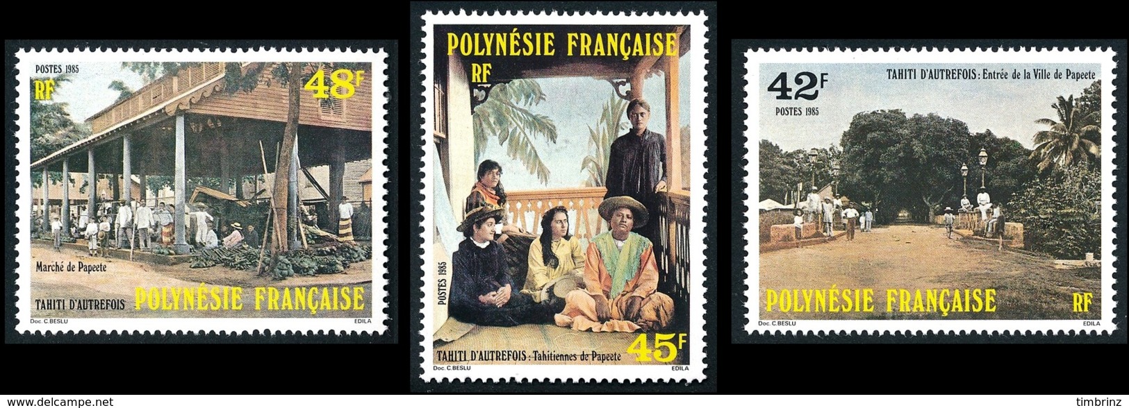 POLYNESIE 1985 - Yv. 233 234 Et 235 **   Faciale= 1,13 EUR - Tahiti D'autrefois: Papeete (3 Val.)  ..Réf.POL24510 - Ungebraucht