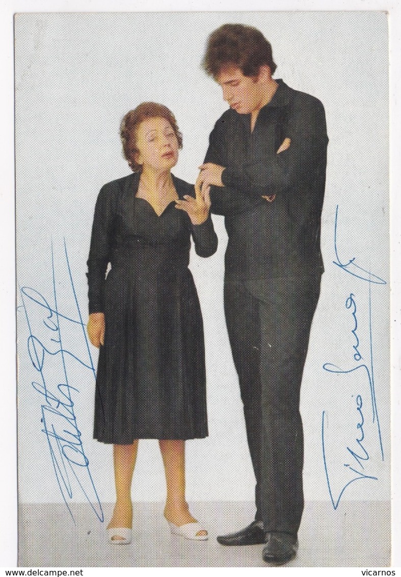 CP ARTISTE Edith Piaf Et Theo Sarapo Avec Autographes - Zangers En Musicus