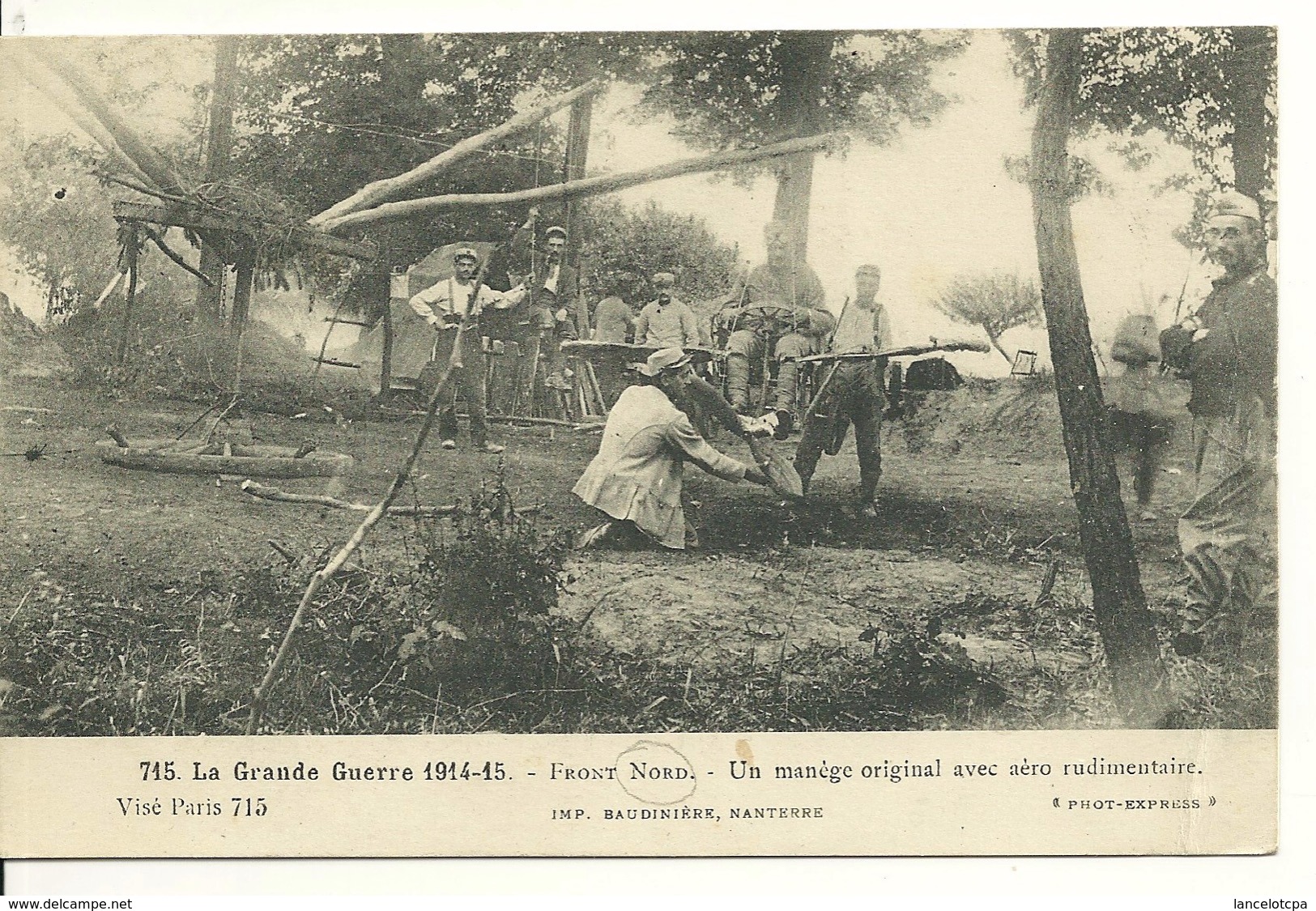 59 - GUERRE 1914-1915 / FRONT NORD - UN MANEGE ORIGINAL AVEC AERO RUDIMENTAIRE - Autres & Non Classés