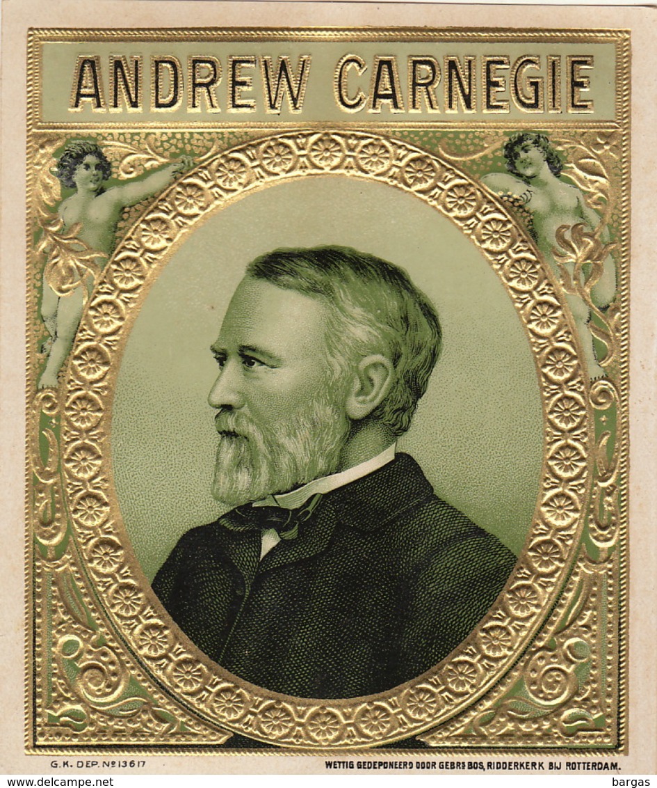 étiquette De Cigare Gaufrée Neuve Andrew Carnegie - Etichette
